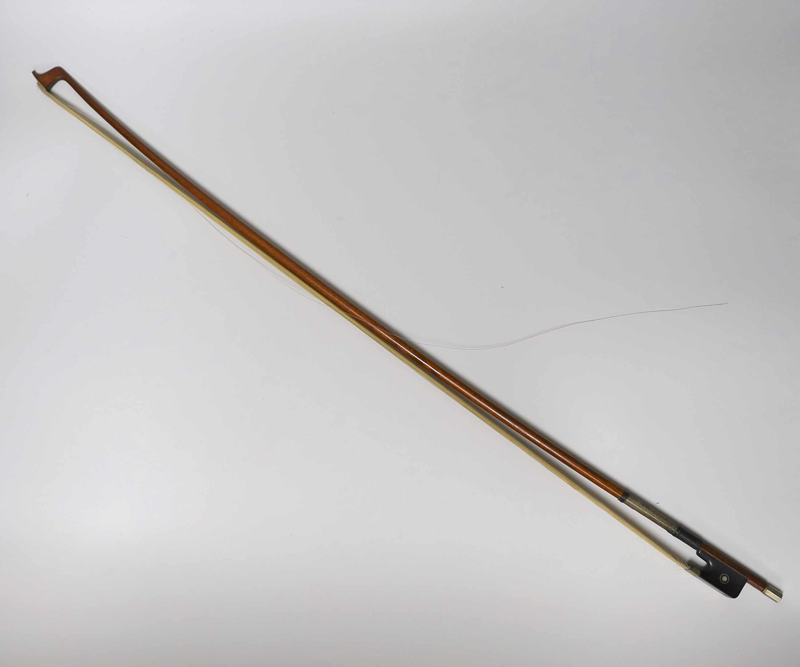 An 18th century German violin labelled Martin Leibmuller Mittenwalde, length of back 14ins, with a Cuniot-Hury Mirecourt bow (cites)